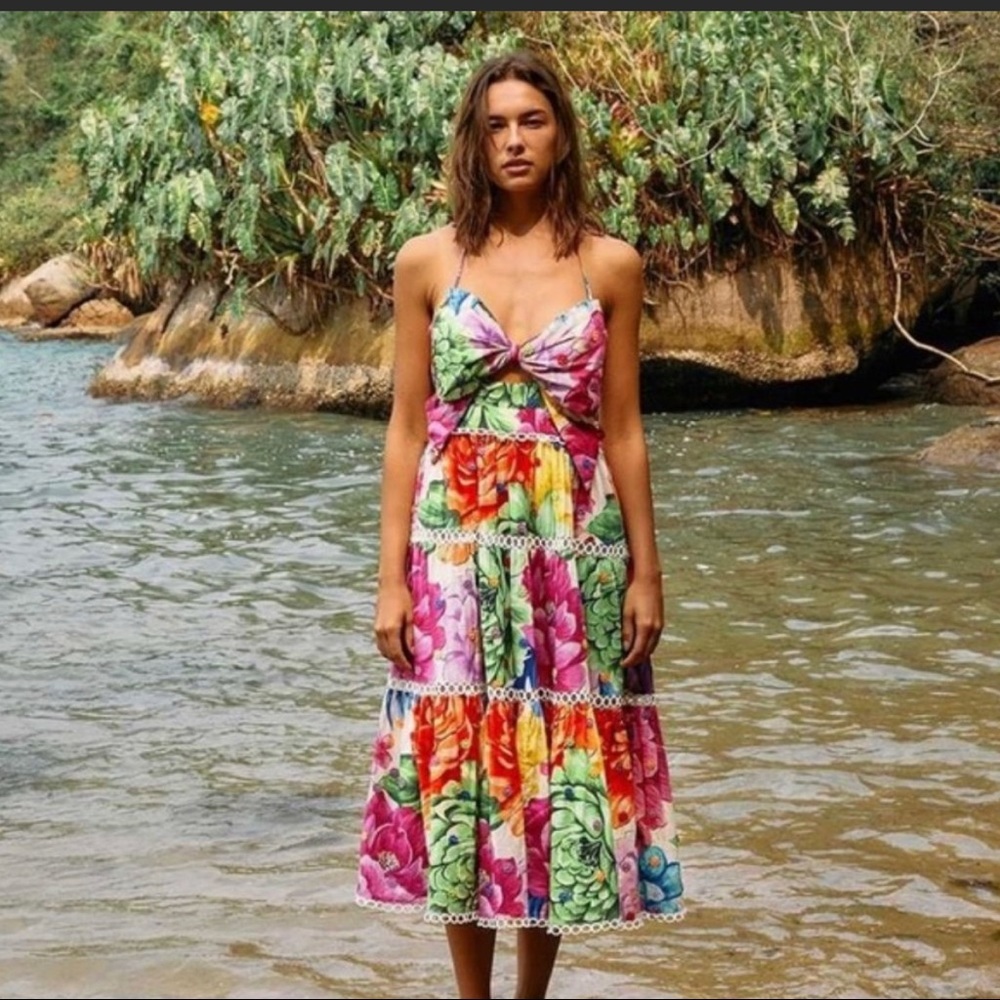 Rainbow Chita Floral-Print Midi Dress
